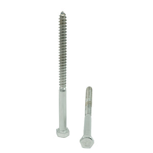 1/2 x 5" Hex Head Lag Bolt Screws 18-8 (304) Stainless Steel, Qty 10