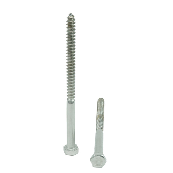 3/8 x 5" Hex Head Lag Bolt Screws 18-8 (304) Stainless Steel, Qty 15