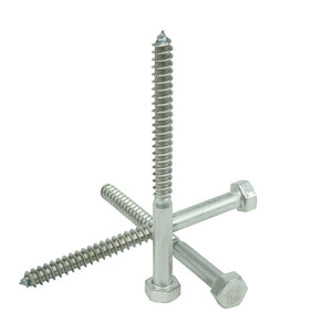 1/2 x 5" Hex Head Lag Bolt Screws 18-8 (304) Stainless Steel, Qty 10