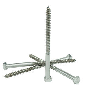 1/2 x 5-1/2" Hex Head Lag Bolt Screws 18-8 (304) Stainless Steel, Qty 10