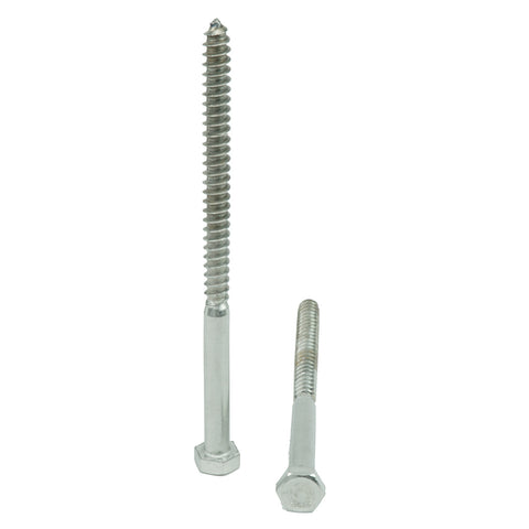 3/8 x 6" Hex Head Lag Bolt Screws 18-8 (304) Stainless Steel, Qty 15