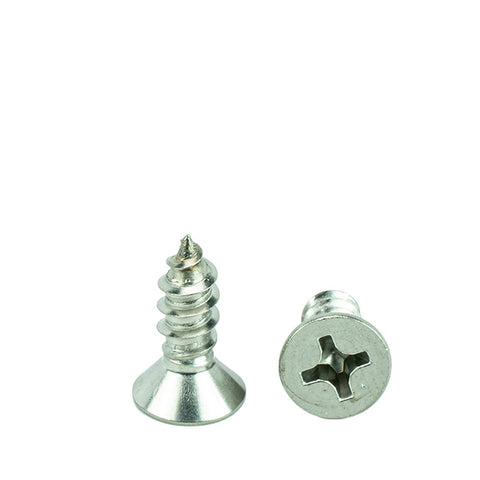 #8 x 3/4" Flat Head Phillips Sheet Metal Screws Self Tapping,18-8 Stainless Steel, Full Thread