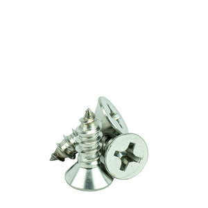 #8 x 1/2" Flat Head Phillips Sheet Metal Screws Self Tapping,18-8 Stainless Steel, Full Thread