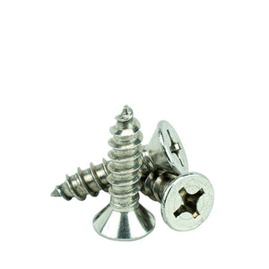 #12 x 1" Flat Head Phillips Sheet Metal Screws Self Tapping,18-8 Stainless Steel, Full Thread