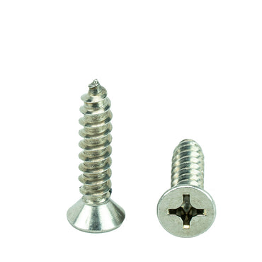 #6 x 1-1/4" Flat Head Phillips Sheet Metal Screws Self Tapping,18-8 Stainless Steel, Full Thread