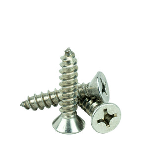 #6 x 1-1/4" Flat Head Phillips Sheet Metal Screws Self Tapping,18-8 Stainless Steel, Full Thread