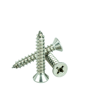 #14 x 1-1/2" Flat Head Phillips Sheet Metal Screws Self Tapping,18-8 Stainless Steel, Full Thread