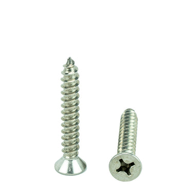 #12 x 1-3/4" Flat Head Phillips Sheet Metal Screws Self Tapping,18-8 Stainless Steel, Full Thread