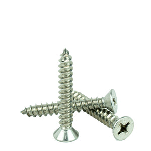 #10 x 1-3/4" Flat Head Phillips Sheet Metal Screws Self Tapping,18-8 Stainless Steel, Full Thread