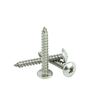 #12 x 1-1/2" Truss Head Phillips Sheet Metal Screws Self Tapping,18-8 Stainless Steel, Full Thread, Qty 100
