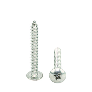 #10 x 2" Truss Head Phillips Sheet Metal Screws Self Tapping,18-8 Stainless Steel, Full Thread, Qty 100