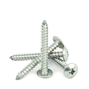 #12 x 2" Truss Head Phillips Sheet Metal Screws Self Tapping,18-8 Stainless Steel, Full Thread, Qty 100