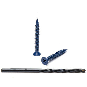 3/16" x 1-3/4" Phillips Flat Head Blue Concrete Screws to Anchor Masonry, Block & Brick 100 Qty with Drill Bit by Bridge Fasteners