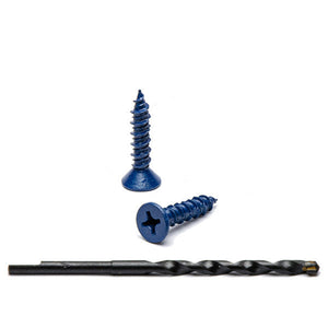 1/4" X 1-1/4" Phillips Flat Head Blue Concrete Screws to Anchor Masonry, Block & Brick 100 Qty with Drill Bit by Bridge Fasteners