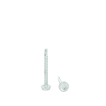 #6 x 1-1/2" Hex Washer Head Self Drilling Screws, 410 Stainless Steel Self Tapping, Full Thread