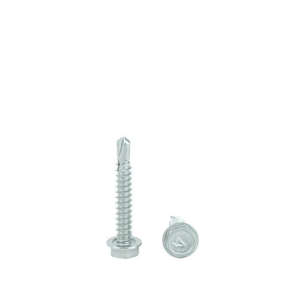 #10 x 1-1/4" Hex Washer Head Self Drilling Screws, 410 Stainless Steel Self Tapping, Full Thread