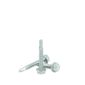 #10 x 1-1/4" Hex Washer Head Self Drilling Screws, 410 Stainless Steel Self Tapping, Full Thread