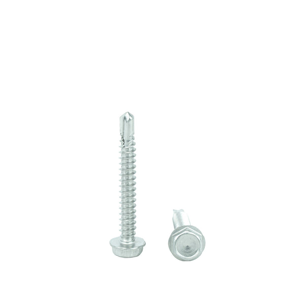 #10 x 1-1/2" Hex Washer Head Self Drilling Screws, 410 Stainless Steel Self Tapping, Full Thread