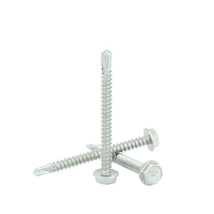 #10 x 2" Hex Washer Head Self Drilling Screws, 410 Stainless Steel Self Tapping, Full Thread