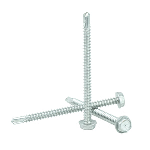 #12 x 2-1/2" Hex Washer Head Self Drilling Screws, 410 Stainless Steel Self Tapping, Full Thread