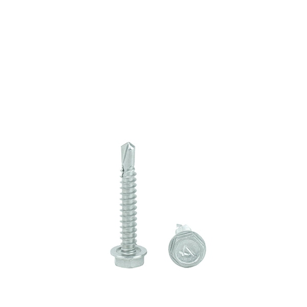 #14 x 1-1/4" Hex Washer Head Self Drilling Screws, 410 Stainless Steel Self Tapping, Full Thread