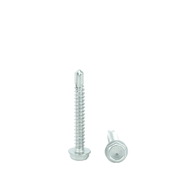 #14 x 1-1/2" Hex Washer Head Self Drilling Screws, 410 Stainless Steel Self Tapping, Full Thread