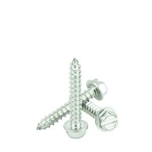 #12 x 1-1/4" Hex Washer Head Sheet Metal Screws Self Tapping, 18.8 Stainless Steel, Full Thread