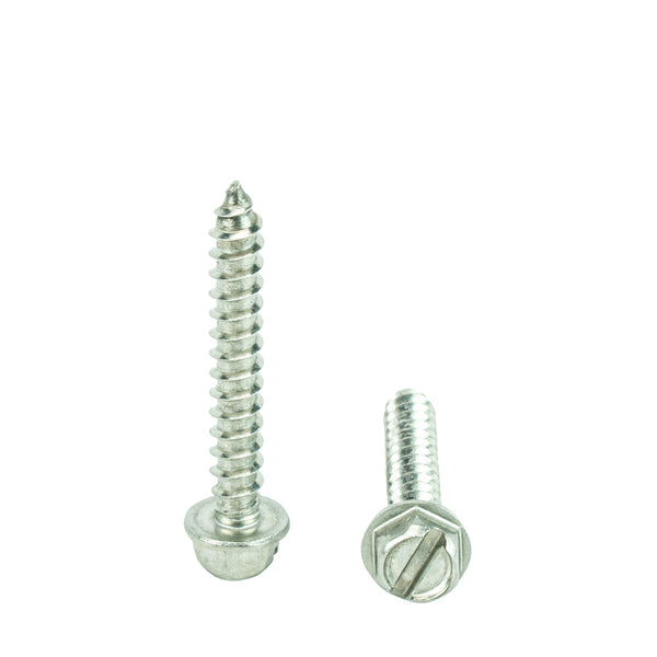 #10 x 1-1/2" Hex Washer Head Sheet Metal Screws Self Tapping, 18.8 Stainless Steel, Full Thread