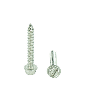 #12 x 1-1/2" Hex Washer Head Sheet Metal Screws Self Tapping, 18.8 Stainless Steel, Full Thread