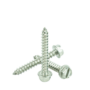 #10 x 1-1/2" Hex Washer Head Sheet Metal Screws Self Tapping, 18.8 Stainless Steel, Full Thread
