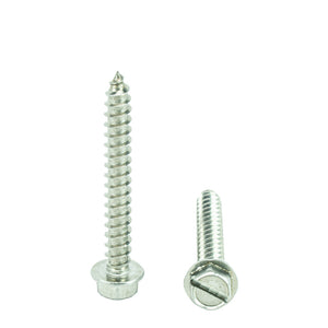 #14 x 2" Hex Washer Head Sheet Metal Screws Self Tapping, 18.8 Stainless Steel, Full Thread