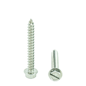 #10 x 1-3/4" Hex Washer Head Sheet Metal Screws Self Tapping, 18.8 Stainless Steel, Full Thread