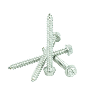 #8 X 2-1/2" Hex Washer Head Sheet Metal Screws Self Tapping, 18.8 Stainless Steel, Full Thread