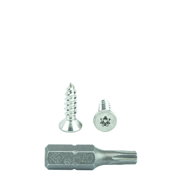 #10 x 3/4" Flat Head Torx Security Sheet Metal Screws, Includes bit, 18-8 Stainless Steel Tamper Resistant