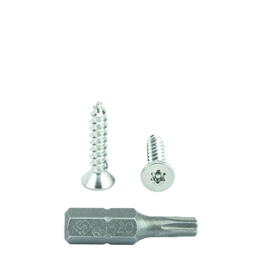 #10 x 1" Flat Head Torx Security Sheet Metal Screws, Includes bit, 18-8 Stainless Steel Tamper Resistant