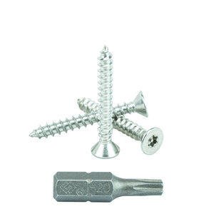 #10 x 1-1/2" Flat Head Torx Security Sheet Metal Screws, Includes bit, 18-8 Stainless Steel Tamper Resistant