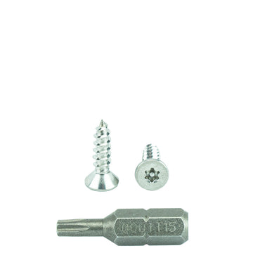 #8 x 3/4" Flat Head Torx Security Sheet Metal Screws, Includes bit, 18-8 Stainless Steel Tamper Resistant