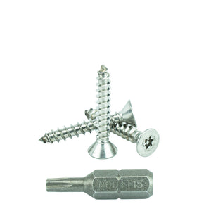 #8 x 1-1/4" Flat Head Torx Security Sheet Metal Screws, Includes bit, 18-8 Stainless Steel Tamper Resistant