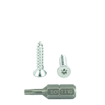 #6 x 1" Flat Head Torx Security Sheet Metal Screws, Includes bit, 18-8 Stainless Steel Tamper Resistant