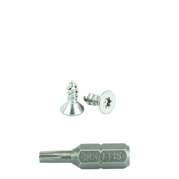 #8 x 1/2" Flat Head Torx Security Sheet Metal Screws, Includes bit, 18-8 Stainless Steel Tamper Resistant