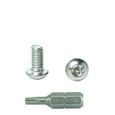 8-32 x 1/2" Button Head Torx Security Machine Screw Bolt, Includes bit, Fully Threaded, 18-8 Stainless Steel Tamper Resistant