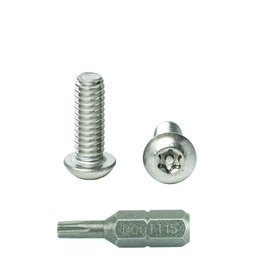 8-32 x 3/4" Button Head Torx Security Machine Screw Bolt, Includes bit, Fully Threaded, 18-8 Stainless Steel Tamper Resistant