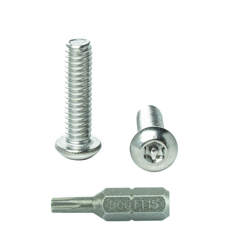 8-32 x 1" Button Head Torx Security Machine Screw Bolt, Includes bit, Fully Threaded, 18-8 Stainless Steel Tamper Resistant