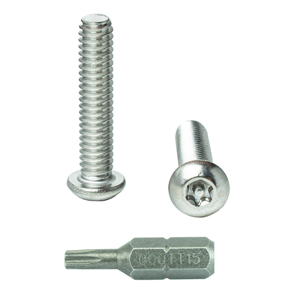 8-32 x 1-1/4" Button Head Torx Security Machine Screw Bolt, Includes bit, Fully Threaded, 18-8 Stainless Steel Tamper Resistant