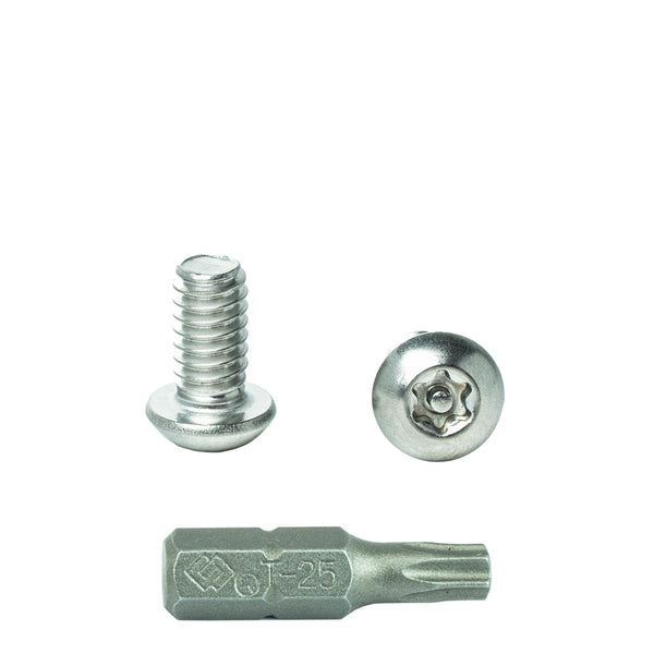 10-24 x 1/2" Button Head Torx Security Machine Screw Bolt, Includes bit, Fully Threaded, 18-8 Stainless Steel Tamper Resistant