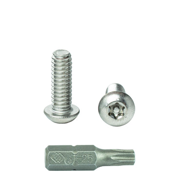 10-24 x 3/4" Button Head Torx Security Machine Screw Bolt, Includes bit, Fully Threaded, 18-8 Stainless Steel Tamper Resistant