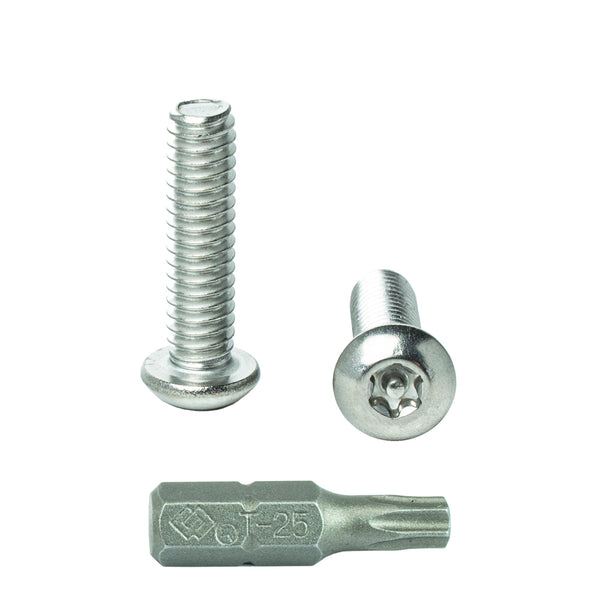 10-24 x 1" Button Head Torx Security Machine Screw Bolt, Includes bit, Fully Threaded, 18-8 Stainless Steel Tamper Resistant