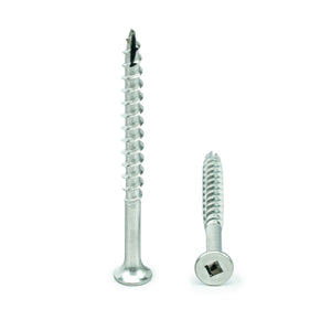 #10 x 2-1/2" Deck Screws, 18-8 Stainless Steel, Square Drive, Bugle Head, Type 17 Wood Cutting Point