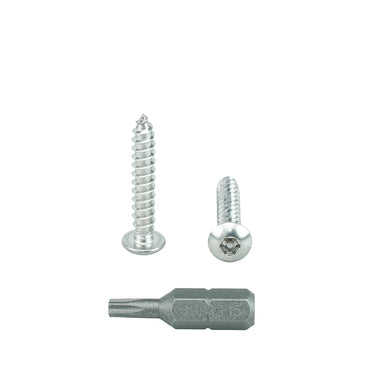 #6 x 1" Button Head Torx Security Sheet Metal Screws, Includes bit, 18-8 Stainless Steel Tamper Resistant