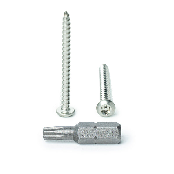#10 x 2” Button Head Torx Security Sheet Metal Screws, Includes bit, 18-8 Stainless Steel Tamper Resistant